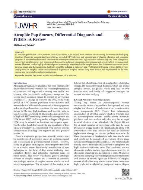 Atrophic Pap Smears, Differential Diagnosis and Pitfalls: A Review.